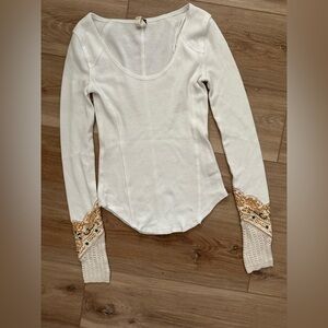 We the Free Bandana Cuff Waffle Top XS